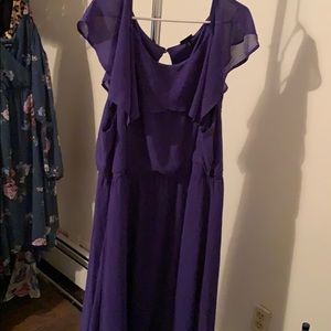 Purple cold shoulder chiffon dress